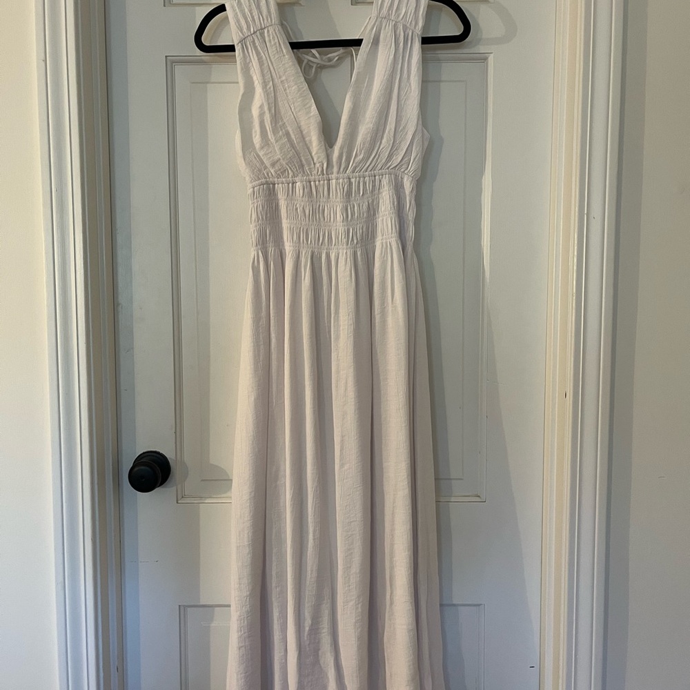 Gauzy White Sleeveless Maxi Dress